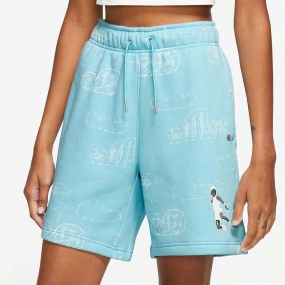 JORDAN Artist Series By Duncan Parker Fleece Shorts Aqua Size S NEW - Picture 1 of 9